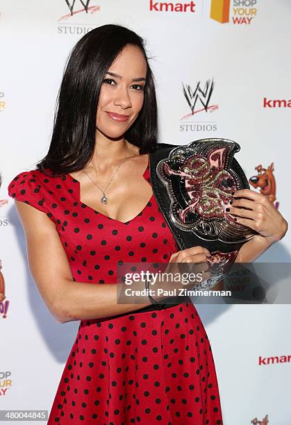 Diva AJ Lee attends the "Scooby Doo! WrestleMania Mystery" New York Premiere at Tribeca Cinemas on March 22, 2014 in New York City.