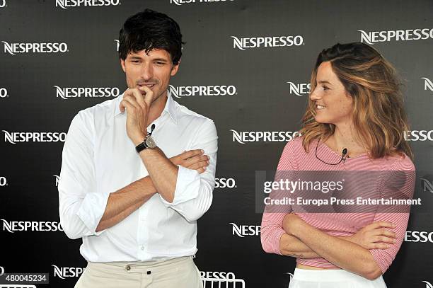 Andres Velencoso and Aida Artiles attend Nespresso Breakfast event on July 8, 2015 in Barcelona, Spain.