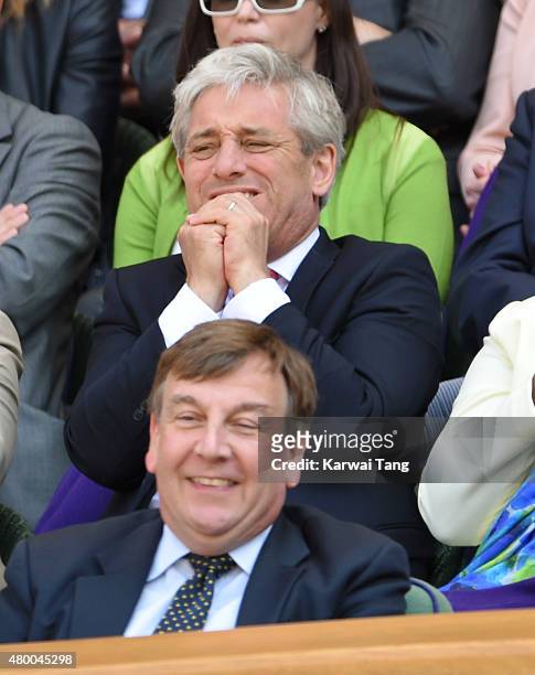 John Whittingdale and John Bercow attend day ten of the Wimbledon Tennis Championships at Wimbledon on July 9, 2015 in London, England.