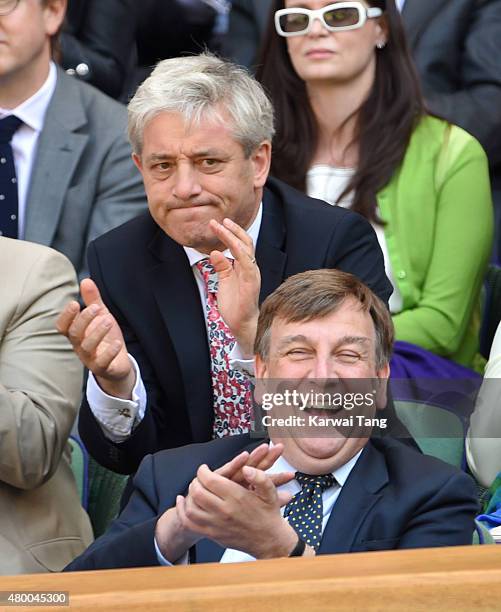 John Whittingdale and John Bercow attend day ten of the Wimbledon Tennis Championships at Wimbledon on July 9, 2015 in London, England.