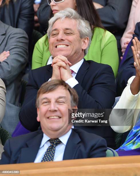 John Whittingdale and John Bercow attend day ten of the Wimbledon Tennis Championships at Wimbledon on July 9, 2015 in London, England.