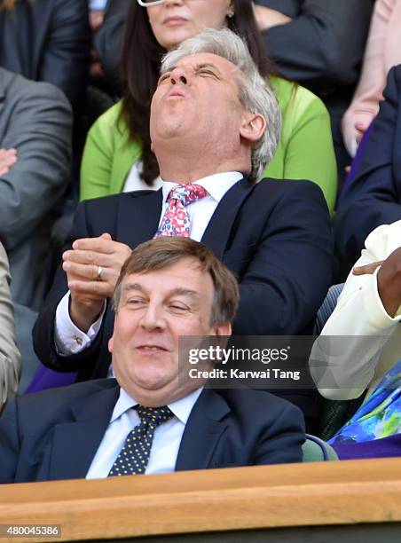 John Whittingdale and John Bercow attend day ten of the Wimbledon Tennis Championships at Wimbledon on July 9, 2015 in London, England.