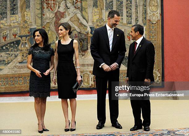 President of Peru Ollanta Humala Tasso and his wife Nadine Heredia Alarcon offer a reception for King Felipe of Spain and Queen Letizia of Spain on...