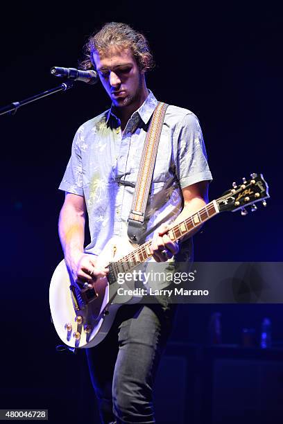 Rocky Lynch of R5 performs at the Mizner Park Amphitheatre on July 8, 2015 in Boca Raton, Florida.