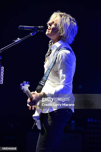 Ross Lynch of R5 performs at the Mizner Park Amphitheatre on July 8, 2015 in Boca Raton, Florida.