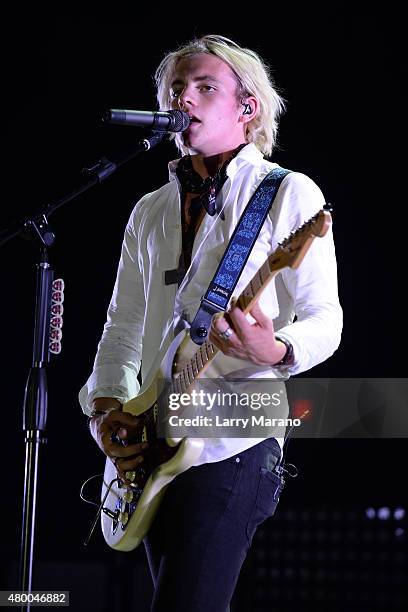 Ross Lynch of R5 performs at the Mizner Park Amphitheatre on July 8, 2015 in Boca Raton, Florida.