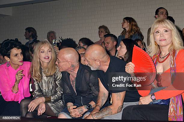 Farida Khelfa, Arielle Dombasle, Pierre Commoy, Gilles BlanchardÊand Amanda Lear attend the Jean-Paul Gaultier show as part of Paris Fashion Week...