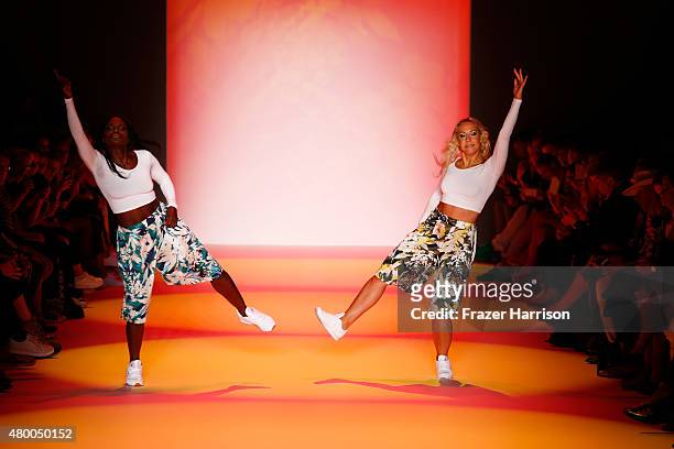 Nikeata Thompson performs at the Barre Noire presented by Mastercard show during the Mercedes-Benz Fashion Week Berlin Spring/Summer 2016 at...