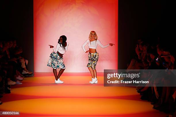 Nikeata Thompson performs at the Barre Noire presented by Mastercard show during the Mercedes-Benz Fashion Week Berlin Spring/Summer 2016 at...