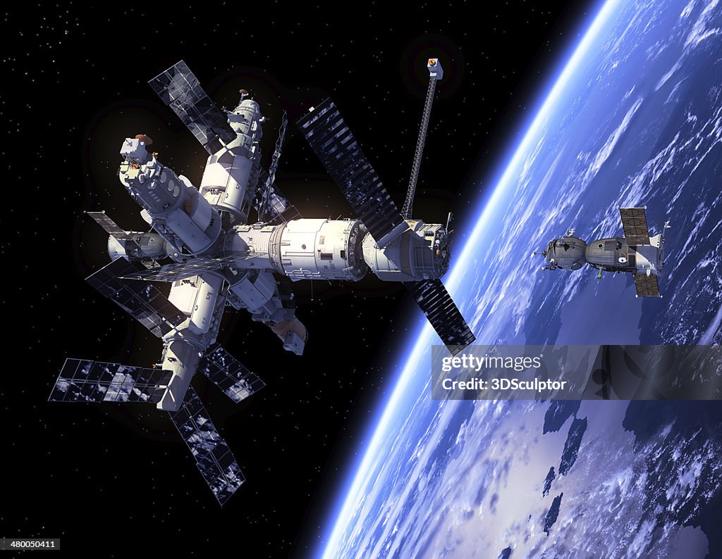 Spacecraft Soyuz And Space Station