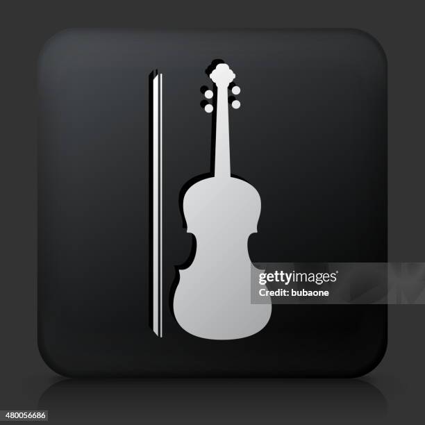 black square button with violin - violin strings stock illustrations