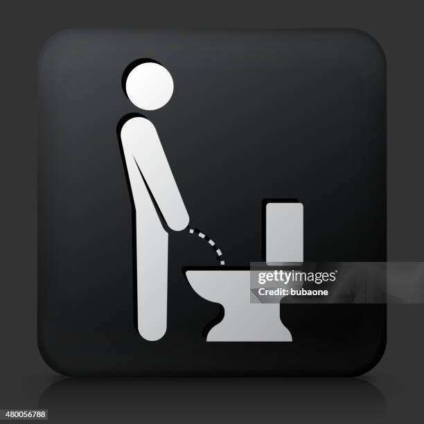 black square button with using the toilet - bathroom render stock illustrations