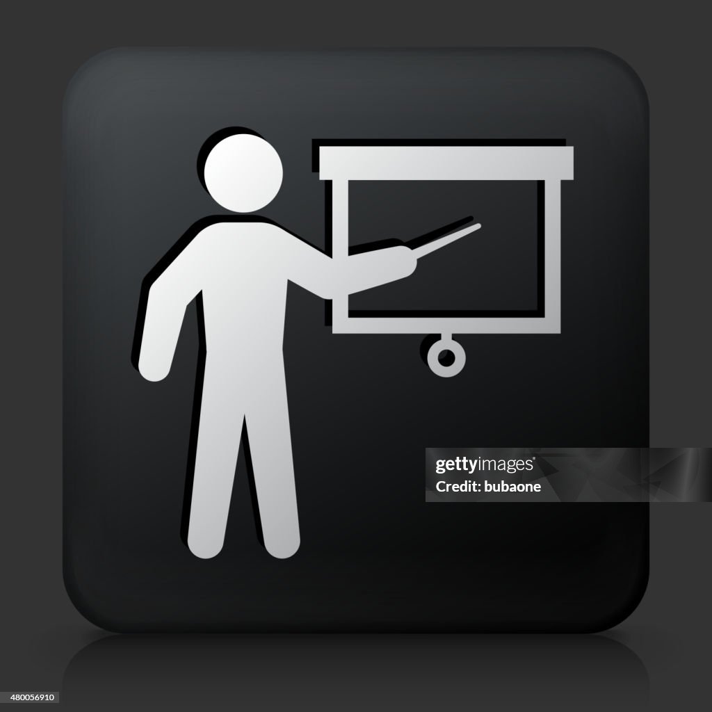 Teched Button Black Square Button With Teaching Man High-Res Vector Graphic - Getty ...