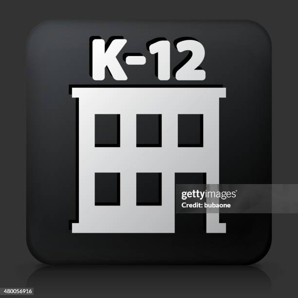 black square button with k-12 school - elementary school building exterior stock illustrations