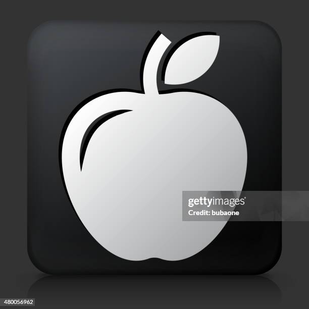 black square button with apple icon - apple black background stock illustrations