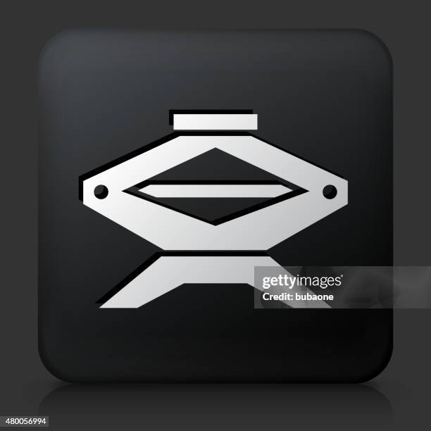 black square button with car jack - car reflection stock illustrations