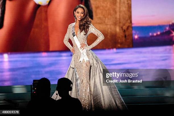 Miss Nevada USA Brittany McGowan competes in the 2015 Miss USA preliminaries at The Baton Rouge River Center on July 8, 2015 in Baton Rouge,...