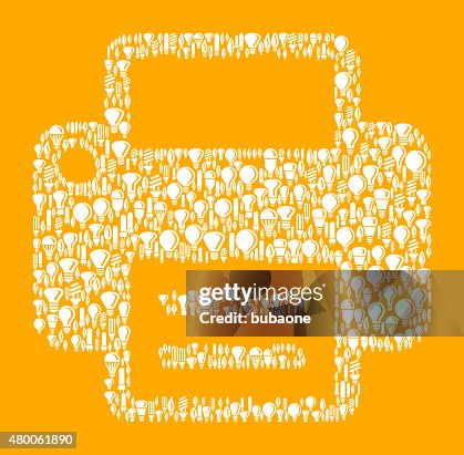 Printer on Vector Lightbulb Pattern Background Printer on Vector Lightbulb Pattern Background