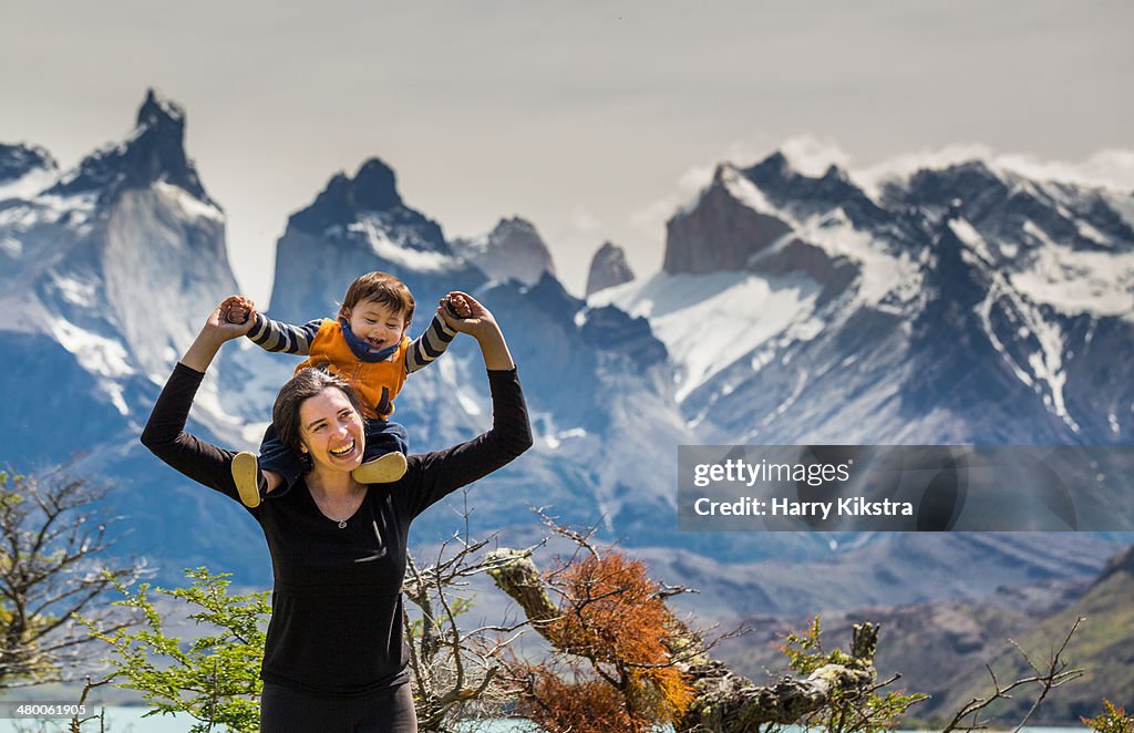 Mother and son in Patagonia