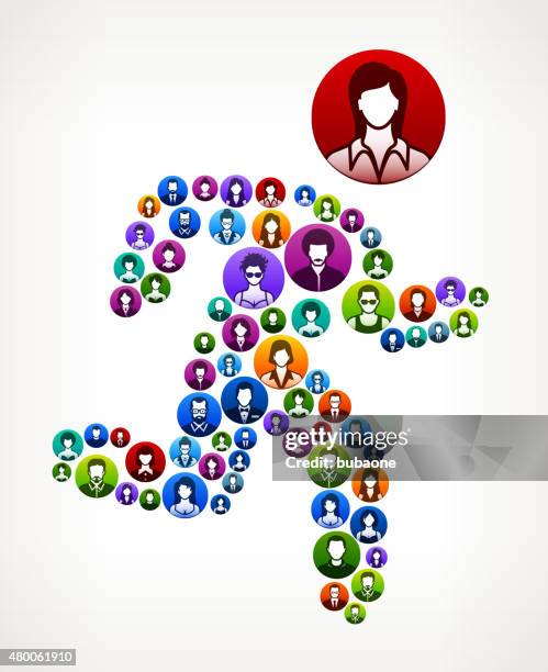 man running people faces community and communication pattern. - red face workout stock illustrations