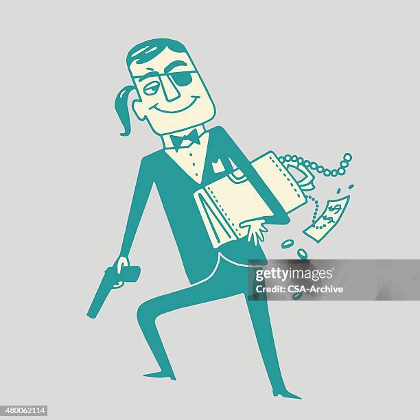 thief holding briefcase - burglar carried stock illustrations