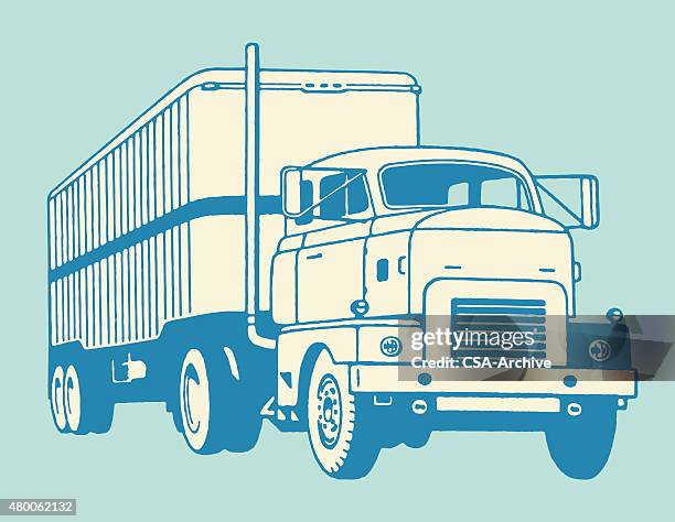 semi tractor-trailer - trucking stock illustrations