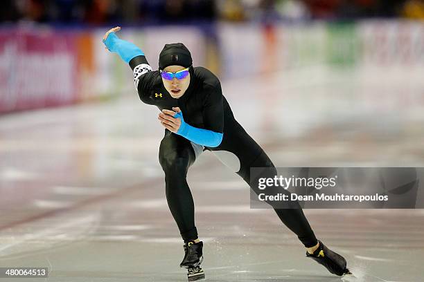 Patrick Meek of the USA competes in the Mens 500m race during day one of the Essent ISU World Allround Speed Skating Championships at the Thialf...