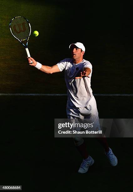 Jonathan Erlich of Israel and Philipp Petzschner of Germany in the Gentlemens Doubles Semi Final match against John Peers of Australia playing with...