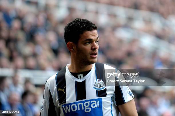 Hatem Ben Arfa of Newcastle looks out during the Barclays Premier League match between Newcastle United and Crystal Palace at St. James' Park on...