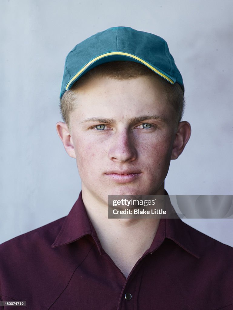 Closeup Young Blond Feed Lot Worker