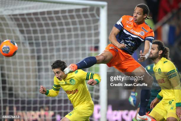 Daniel Congre of Montpellier in action during the french Ligue 1 match between FC Nantes and Montpellier Herault SC at Stade de la Beaujoire on March...