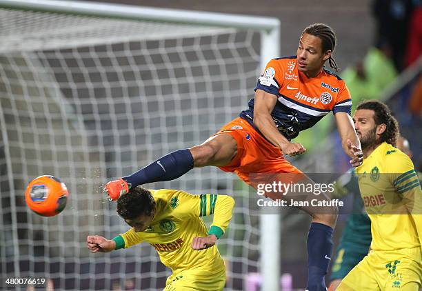 Daniel Congre of Montpellier in action during the french Ligue 1 match between FC Nantes and Montpellier Herault SC at Stade de la Beaujoire on March...