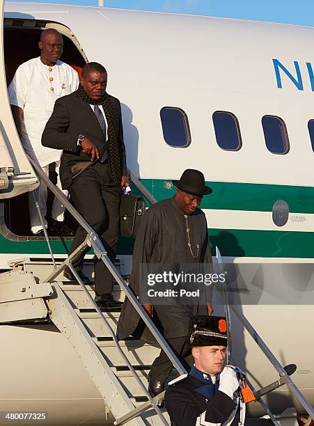 President Goodluck Ebele Jonathan of Nigeria arrives at Schiphol Amsterdam airport on March 22, 2014 in Amsterdam, Netherlands. The Nuclear Security...