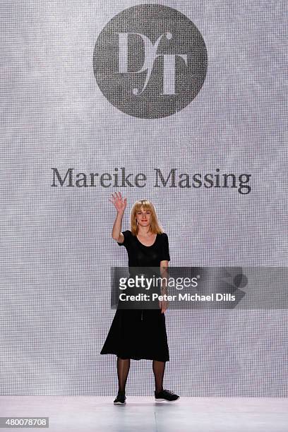 Designer Mareike Massing walks the runway at the fashion talent award 'Designer for Tomorrow' by Peek & Cloppenburg and Fashion ID hosted by Zac...