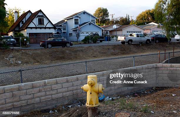 Hydrant is seen across the street from homes on July 8, 2015 in Thousand Oaks, California. A complaint has been filed against actor Tom Selleck after...