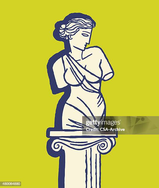 statue on pedestal - roman sculpture stock illustrations