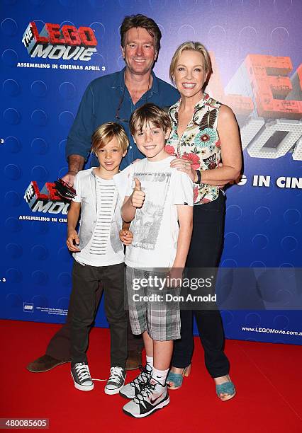 Richard Bell and Rebecca Gibney attend the Sydney premiere of The LEGO Movie at Event Cinemas on March 23, 2014 in Sydney, Australia.