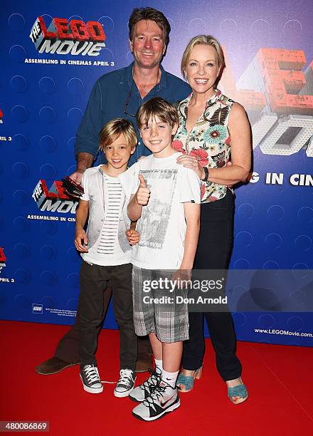 Richard Bell and Rebecca Gibney attend the Sydney premiere of The LEGO Movie at Event Cinemas on March 23, 2014 in Sydney, Australia.