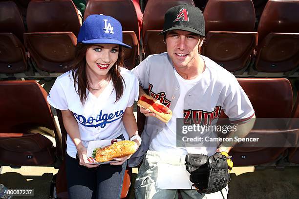 Fans enjoy the atmosphere during the MLB match between the Los Angeles Dodgers and the Arizona Diamondbacks at Sydney Cricket Ground on March 23,...