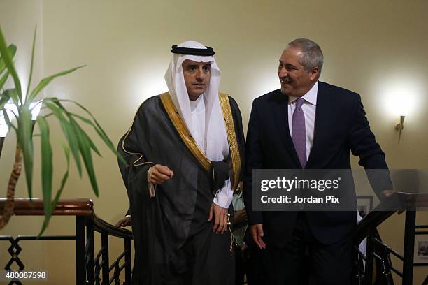 Saudi Foreign minister Adel Al-Jubeir holds a press conference with his Jordanian counterpart Nasser Judeh upon their meeting at the foreign ministry...