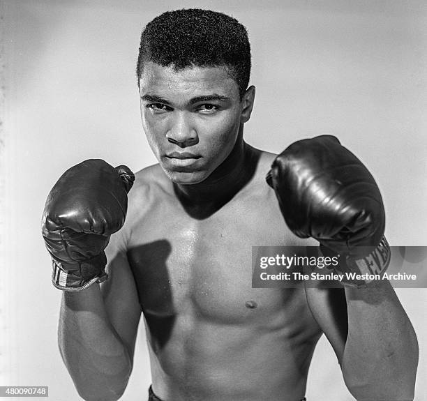 Cassius Clay, 20 year old heavyweight contender from Louisville, Kentucky poses for the camera on May 17, 1962 in Bronx, New York.