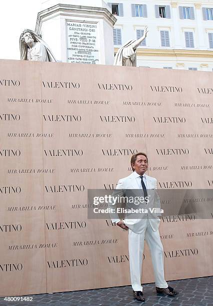 Valentino Garavani attends the Valentinos 'Mirabilia Romae' haute couture collection fall/winter 2015 2016 at Piazza Mignanelli on July 9, 2015 in...