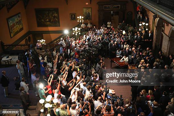 South Carolina Governor Nikki Haley signs a bill to remove the Confederate flag from the statehouse on July 9, 2015 in Columbia, South Carolina. The...