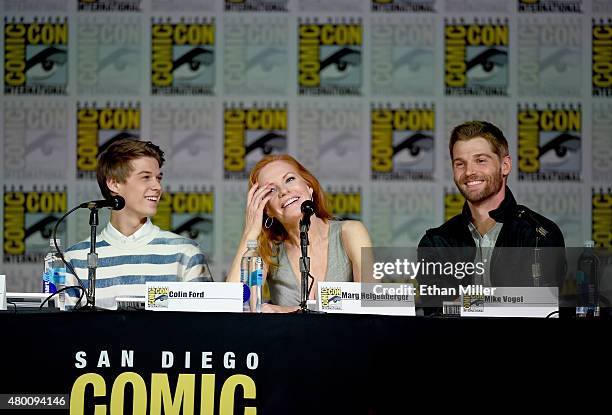 Actor Colin Ford, actress Marg Helgenberger and actor Mike Vogel attend CBS TV Studios' panel for "Under the Dome" during Comic-Con International...