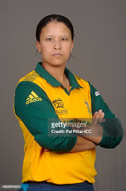 Shandre Fritz of South Africa poses for a portrait during the womens headshot session before the start of the ICC Women's World T20 at the Sylhet...