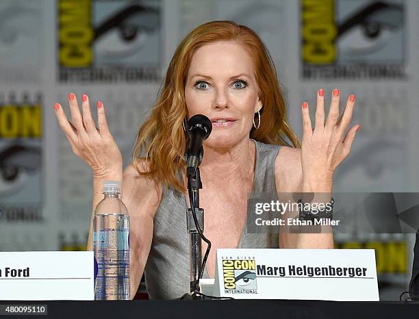 Actress Marg Helgenberger attends CBS TV Studios' panel for "Under the Dome" during Comic-Con International 2015 at the San Diego Convention Center...