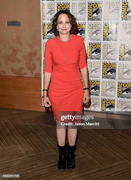 Producer Nina Jacobson of "The Hunger Games: Mockingjay - Part 2" attends the Lionsgate press room during Comic-Con International 2015 at the Hilton...