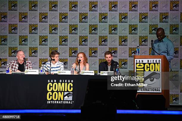 Producer Tim Schlattmann, actor Colin Ford, actress Marg Helgenberger, actor Mike Vogel and television personality and moderator Kevin Frazier attend...