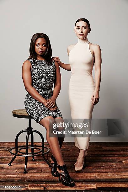 Actresses Susan Heyward and Olesya Rulin of Playstation’s “Powers” pose for a portrait at the Getty Images Portrait Studio powered by Samsung Galaxy...