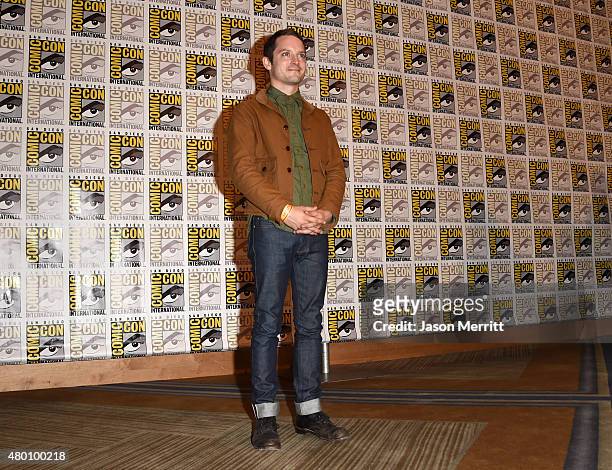 Actor Elijah Wood of "The Last Witch Hunter" attends the Lionsgate press room during Comic-Con International 2015 at the Hilton Bayfront on July 9,...